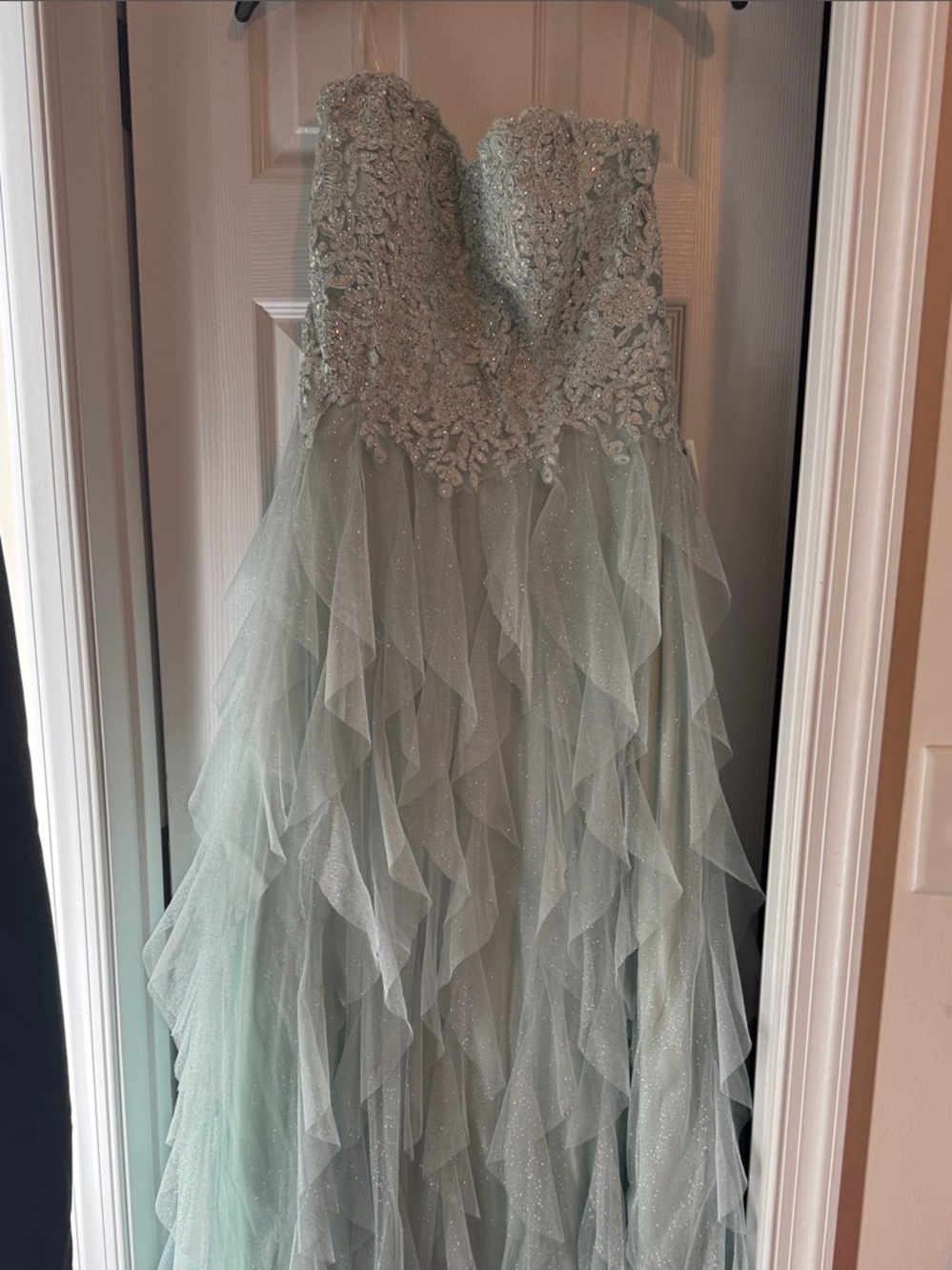 Girls' Sparkle Layered Tulle Dress in Sage Green